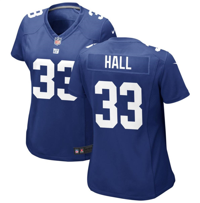 Women's New York Giants #33 Hassan Hall Blue Football Stitched Jersey(Run Small)